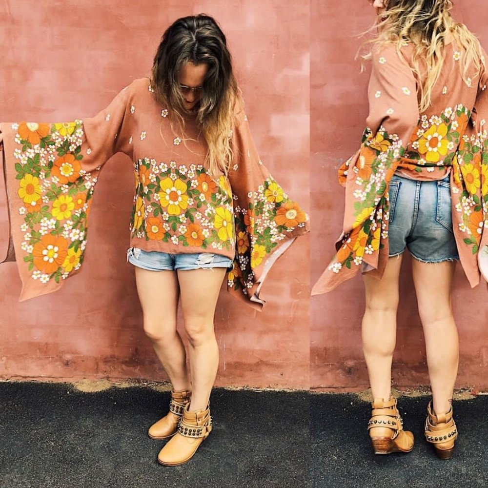OOAK Boho Butterfly Sleeve Blouse